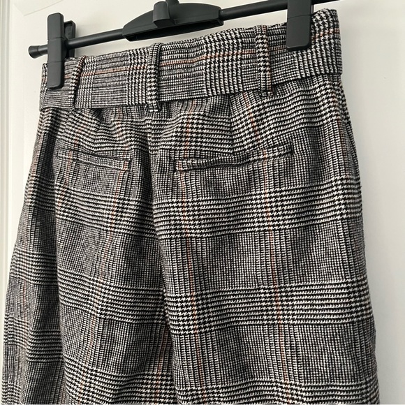 Aritzia Wilfred Dark Wool Houndstooth Plaid Tie Front Pants w/ Removable Belt - Picture 6 of 11